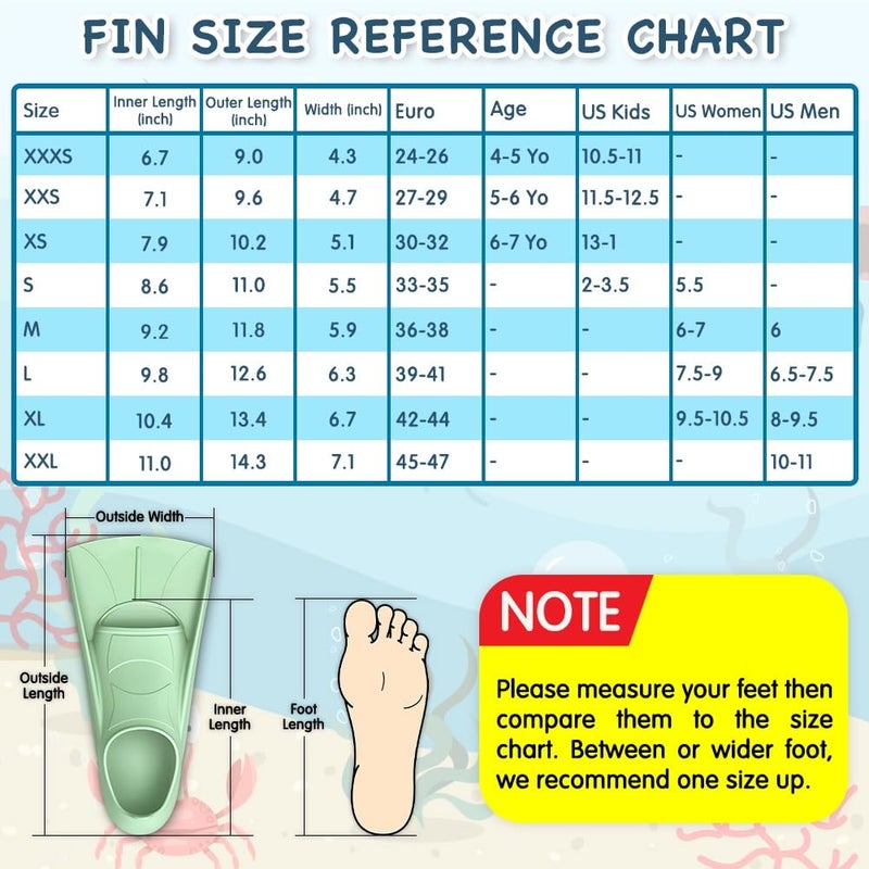 COMFECTO Snorkeling Swimming Fins size XS for Big Kids Youth Woman Boys Girls Age 8-12 Years Old, Thermoplastic Rubber Short Floating Training Fin for Scuba Diving Snorkel Watersport, Blue - Image 4